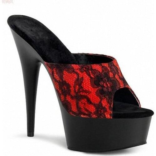 Sexy mesh fabric, 15cm, summer high heels paint platform, dancing shoes