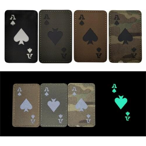 Poker A Reflective Patch Armband Badge Applique Embellishment Military Spade Ace Death Card Tactical IR Patches