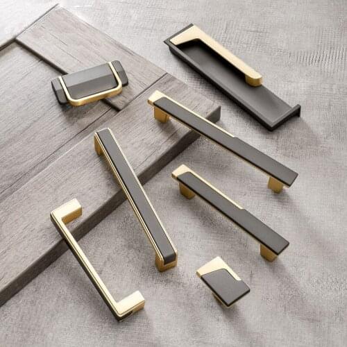 New Furniture Cabinet Knobs and Handle Kitchen Handle Drawer Knob Cabinet Pull Black Gold Stainless Steel Kitchen Handle