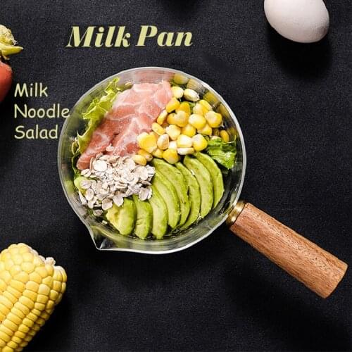Glass Cooking Pot Milk Instant Noodle Pot Soup Stock Porridge Pots Wooden Handle Open Flame Heating Kitchen Cookware Clay Pot