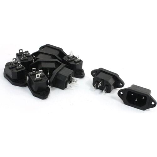1 Pack ( 10 Pcs / Lot ) x Black IEC 320 C14 Three 3 Pin Terminal 3P Male Plug Power Inlet Socket 250V 10A