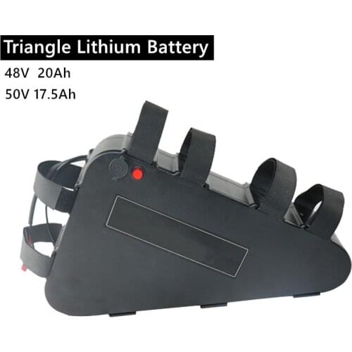 Triangle Lithium Battery 48 17.5Ah or 52V 20Ah Ebike Battery with Waterproof Cover USB Charge Port for 48V 1000W 1500W Motor