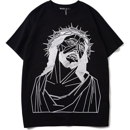 2020 New Arrival O-neck Knitted Print T Shirt Brand Clothing Tshirt Homme Short Sleeve Jesus Dress Popular Logo Loose Cotton