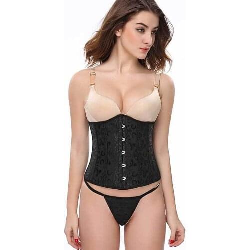 Under bust Plastic Boned Waist Trimmer Corset Jacquard Floral Front Buckle Closure Bustier Plus Size 6XL Sexy Women Corselet