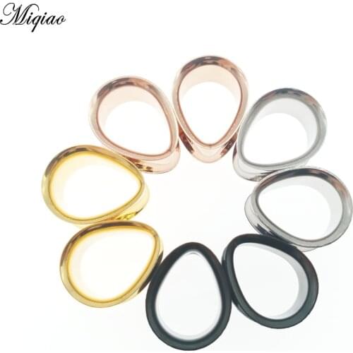 Miqiao 8-30mm Stainless Steel Ear Plug Tunnels Gold Black Rose Gold Steel Color Body Piercing Jewelry Expander Pair Selling