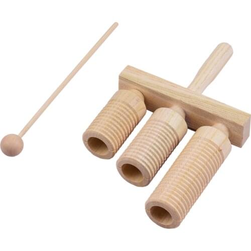 Percussion Wood Block 3 Tone Wooden Percussion Musical Instrument Children Musical Toys with Mallet