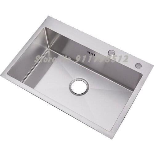 Thickened Sink Single-slot Kitchen 304 Stainless Steel Hand-made Kitchen Sink Household Sink Large Under-counter Sink