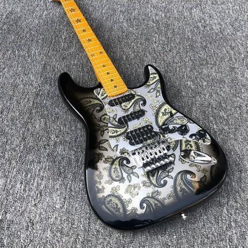 High-quality double-sided stickers electric guitar, inlaid with five-star fingerboard, double shaking vibrato bridge, postage