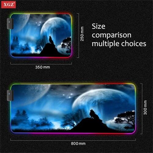 XGZ RGB Wolf Mouse Pad Computer LED Gaming Mouse Pad Player Big Mouse Pad USB Keyboard Mouse PC Desk Pad 400x900mm 300x800mm
