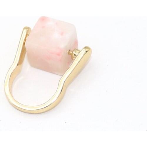 2018 new multicolor geometric Alloy vintage pink green square stone simple ring for women