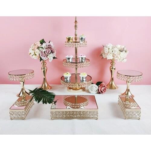 3 tier cupcake stand crystal gold wedding party table supplies