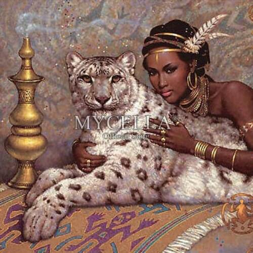 Diamond Embroidery Needlework 5D DIY Diamond Painting Beauty and tiger Full Round Cross Stitch Painting Drill Home Decoration