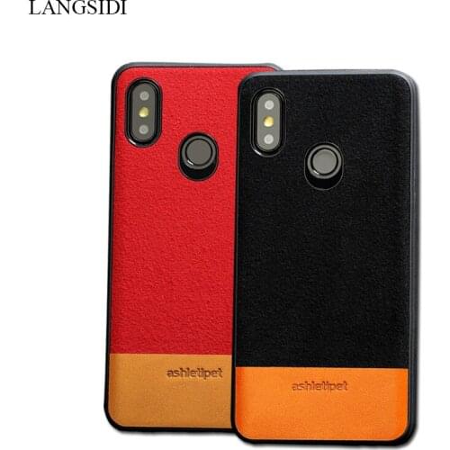 For Xiaomi Redmi Note 5 case cover note5 Genuine leather back cover silicone Suede Stitching case coque For Xiaomi Mi 6 8 8SE
