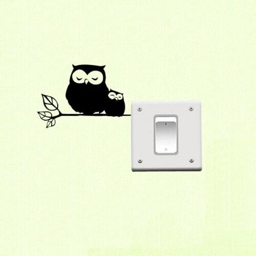 Black Vinyl Switch Sticker Cute Owl Mom And Owl Baby Wall Stickers For Kids Rooms Switch Sticker 3SS0143