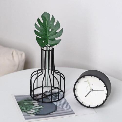 Geometric Glass Iron Dried Flower Vase Pot Home Living Room Desk Decoration