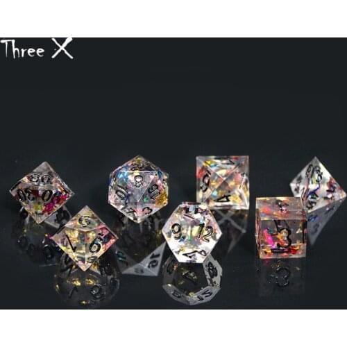 DND RPG Playing Game Dice Handmade Colorful Sharp Edge and Beautiful 7pcs/set D4-D20 Gift Boardgames