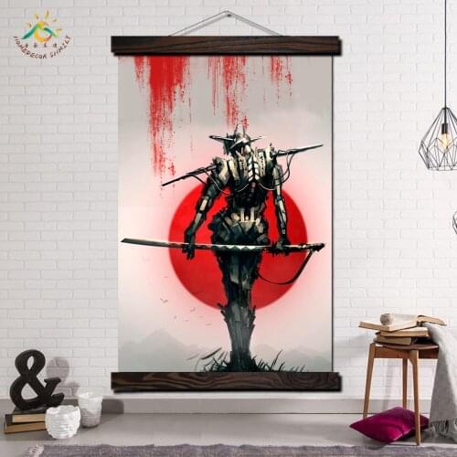 Japan Samurai Modern Wall Art Print Pop Art Posters and Prints Scroll Canvas Painting Wall Pictures for Living Room