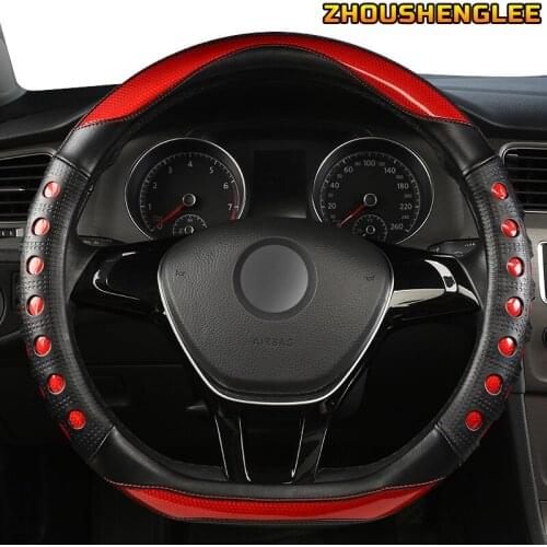 ZHOUSHENGLEE Microfiber Leather Car Steering Wheel Cover For Hondas Civics CRV BRV Fit Jazz Accords City Freed Mobilio Stream