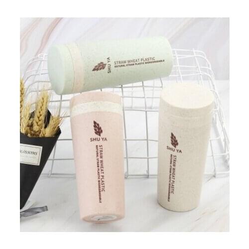Wheat straw double insulation Cup creative portable cup environmental protection water cup student cup with cover