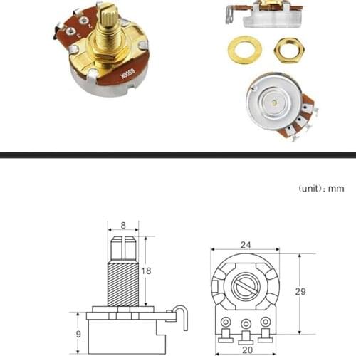 Brass Shaft ELectric Guitar Bass Volume Tone Control Pots Potentiometer A500K