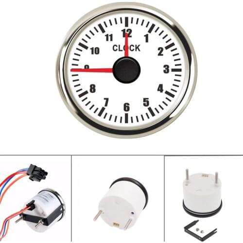Red Backlight Clock Gauges 0~12 Hours Meter for Boat Marine Car Instrument with Multi-plug Socket