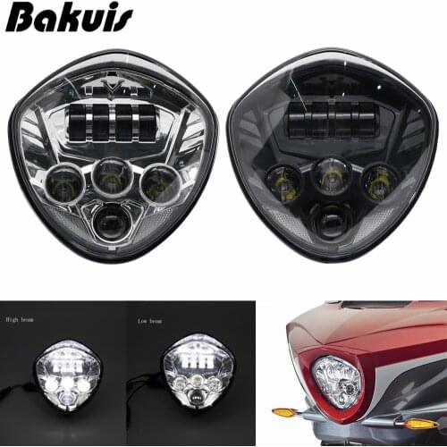 Motorcycle LED Headlight High / low Beam for Victory Cross Country Vegas 8-Ball Cross Roads (Black Chrome)