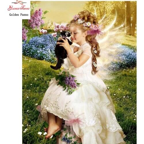 Golden Panno,Needlework,DIY DMC Cross stitch,Sets For Embroidery kits,Precise unprinted girl Patterns Counted Cross-stitching