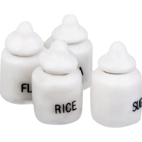Set Of 4 Storage Containers Dolls House Miniature Kitchen Accessory 1:12