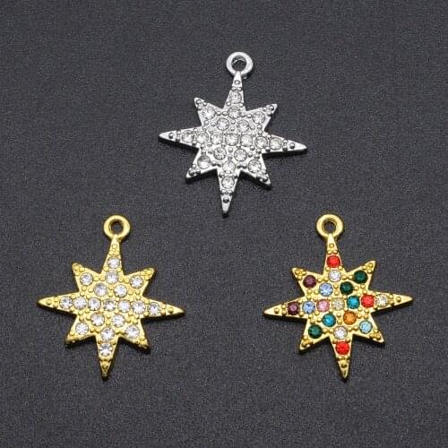 5pcs/lot Fabulous 17mm Rainbow CZ Rhinestone Star Charm Pendant Wholesale OEM Order Accepted Top Quality