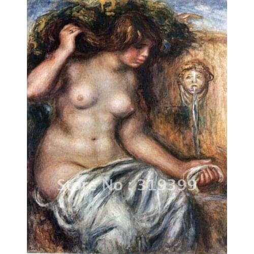 100% handmade Oil Painting Reproduction on linen canvas,woman at the fountain by pierre auguste renoir,Museum quality,Free DHL