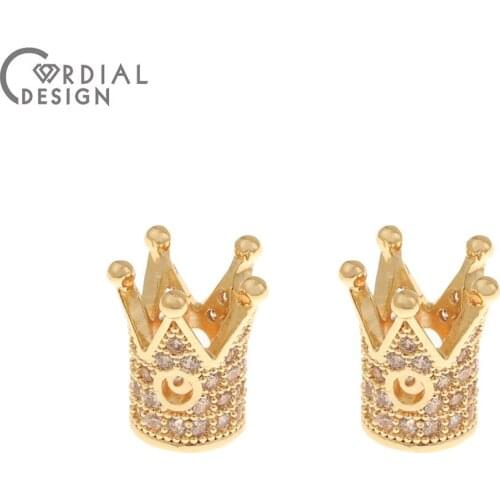 Cordial Design 20Pcs 11*14MM Jewelry Accessories/CZ Charm/Crown Shape/Genuine Gold Plating/Pendant For Necklace/Earring Findings