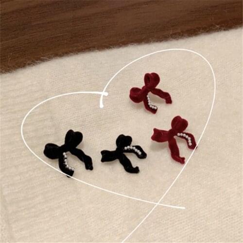 Bow Stud Earrings Cute Plush Earrings Korean Small Bow Statement Earring For Woman Girls Fashion Jewelry 2021 Brincos