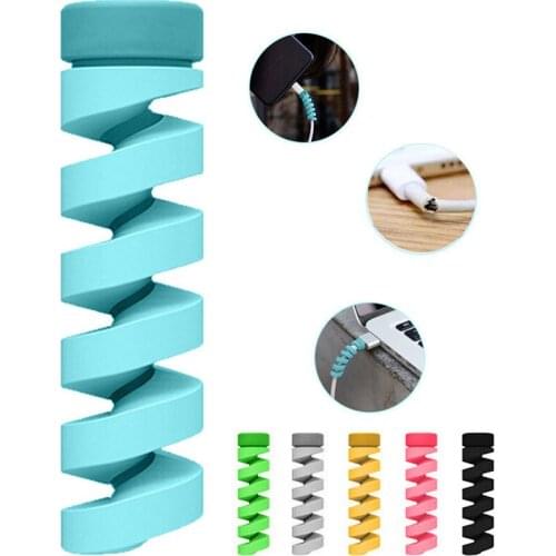 6Pcs/set Cable protector Bobbin winder Data Line Case Rope Protection Spring Twine For iPhone Android USB Earphone Cover Random