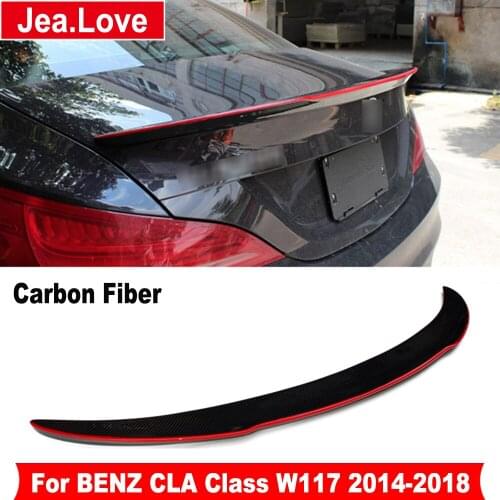FD Style Real Carbon Fiber Red Edge Rear Spoiler Trunk Lip Wing Spoiler For BENZ CLA Class W117 2014-2018 Car Styling
