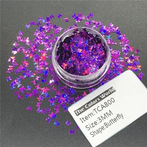 TCT-209 Butterfly Shape Holographic Laser 3MM Nail Glitter Nail Art Decoration Makeup Nail Gel Body Glitter Handwork Henna DIY
