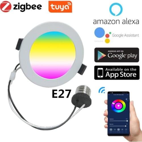 ZigBee 3.0 Tuya Smart E27 LED Downlight 9W 6W RGB+CW Dimmable Ceiling Spot Lamp Work With Alexa Google Home Assistant Smartthing