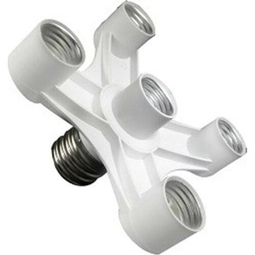 Universal White PBT E26 E27 E40 to 5E27 4+1E27 LED Light Bulbs Base Conversion Lamphead Lamp holder Socket