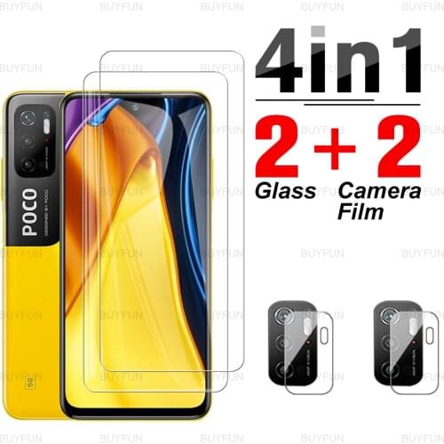 4in1 Tempered Glass For Poco m3 pro Scratch Resistant Screen Protector for xiaomi poco pocophone poko m3 m3pro 5g camera film
