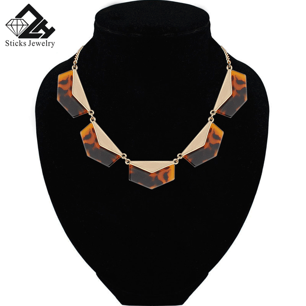 Newest Charm Women Leopard print Acrylic Statement Necklace Fashion Necklaces & Pendants Jewelry