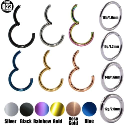 1Piece G23 18g& 16gTitanium Segment Hinged Rings Septum Nose Clicker Piercing Nose Lip Earrings Helix Nose Piercing Body Jewelry