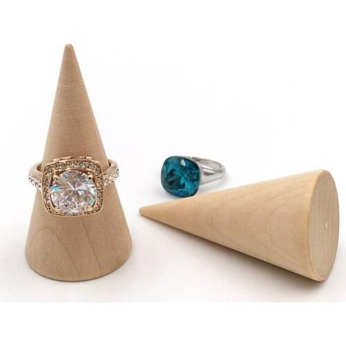 1 Pc Ring Organizer Wooden Cone Creative Ring Holder Jewelry Display Holder Ring Display Tools Jewelry Storage Supplies