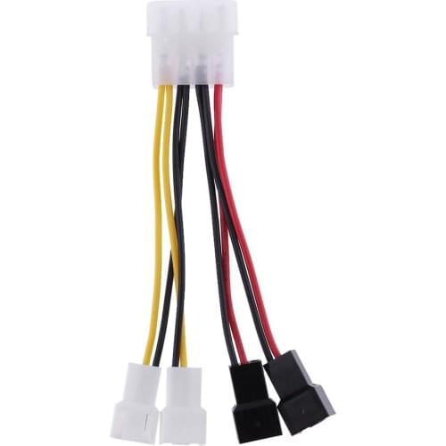 1pcs 4-Pin Molex to 3-Pin fan Power Cable Adapter Connector 12v*2 / 5v*2 Computer Cooling Fan Cables for CPU PC Case Fan