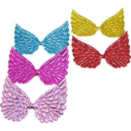 10pcs/lot 9x6.5cm Pu angel wing Padded Appliques for Children Headwear Hair clip Accessories and Garment Accessories