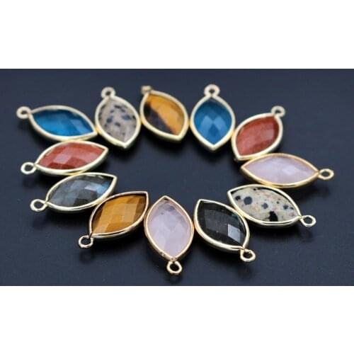 10pcs Trendy Faceted Natural Stone Pendant Charms Mariquesa Blue Jade Rose Quartz Pendants For DIY Necklace Earrings Jewelry