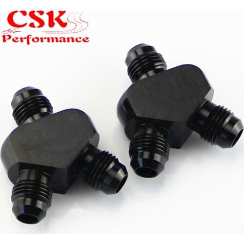 2pcs AN6 To -6AN X 2 Aluminium Y block Adapter Fittings Y Adapter Black