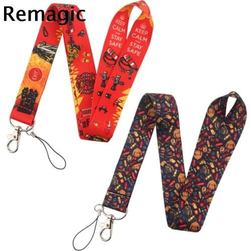 20pcs Brave and Lovely Fireman Neck Strap Lanyards ID badge card holder keychain Mobile Phone Strap Ribbon webbing necklace