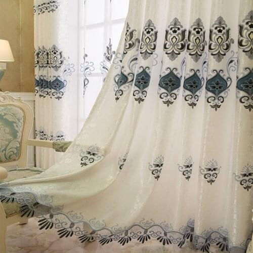 2021Simple European 60% Shading Curtain Jacquard Embroidery Lace Curtains For Living Room Bedroom Window Treatment Sheer Tulle#4