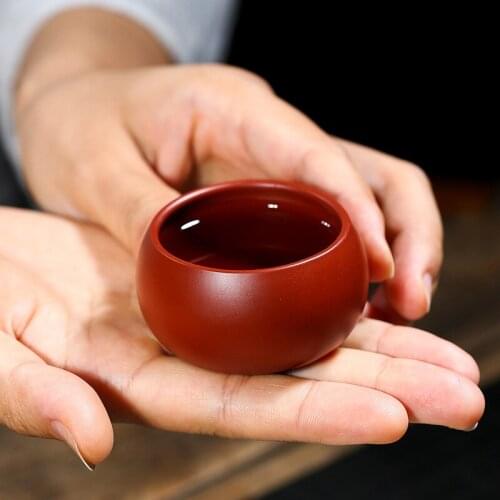4Pcs Zisha Pinming Master Cup Handmade Small Mouth Cup Tea Ceremony Zero Matching Dahongpao Zen Mouth Cup Single Tea Cup