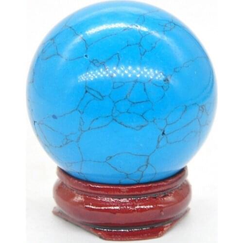 40mm Blue Howlite Turquoise Crystal Healing Reiki Gemstone Shpere Massage Ball Decoration With Stand