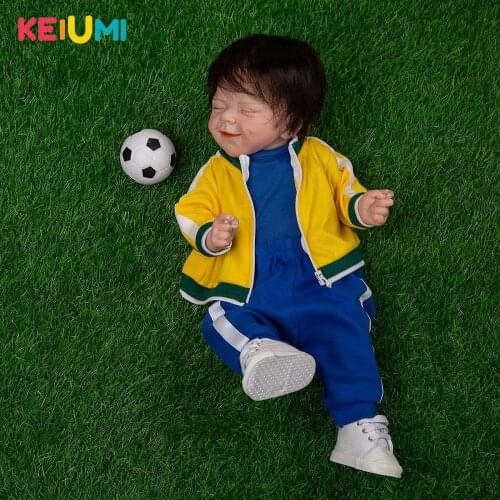 49CM Full Body Silicone Bebe Doll Reborn Boy Baby Toy 3D-Paintd Skin Football Newborn Dolls Waterproof For Child Birthday Gift